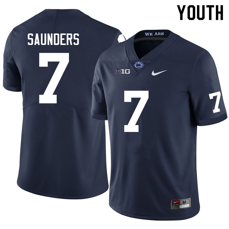Youth #7 Kaden Saunders Penn State Nittany Lions College Football Jerseys Sale-Navy
